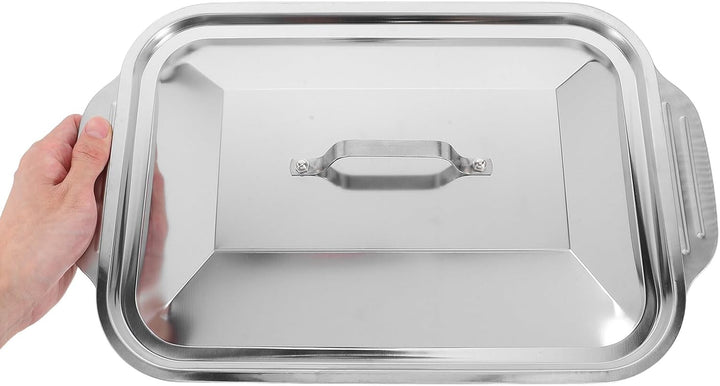 Edelstahl Rechteckiger Bräter mit Deckel Robustes Ofenblech für Fisch und Fleisch Vielseitiges Grill