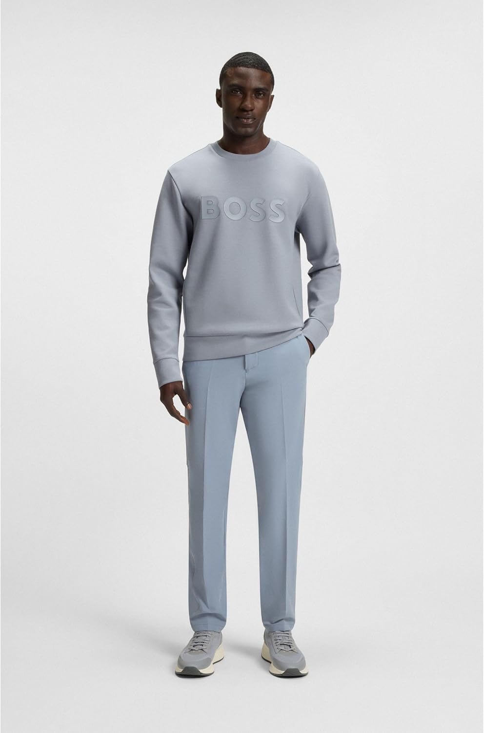 BOSS Herren Salbo Sweatshirt aus Stretch-Baumwolle mit Logo im Sandwich-Stil S 026dark Grey, S 026da