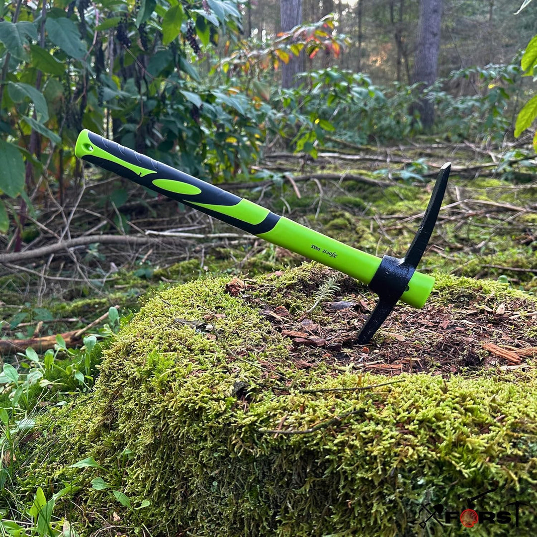 Xforst Spitzhacke + Schaufel als Gartenset für Gartenarbeit, Camping, Wandern, Schneeset und Strand.