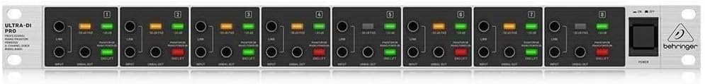Behringer DI800 8-Kanal-DI-Box, professionell, Netz-/Phantomspeisung ULTRA-DI PRO DI800 V2 Single, U