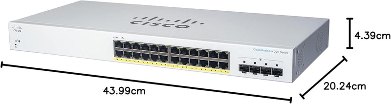 Cisco Business CBS220-24T-4G Smart Switch | 24 GE-Ports | 4x1G SFP | 3 Jahre eingeschränkte Hardware