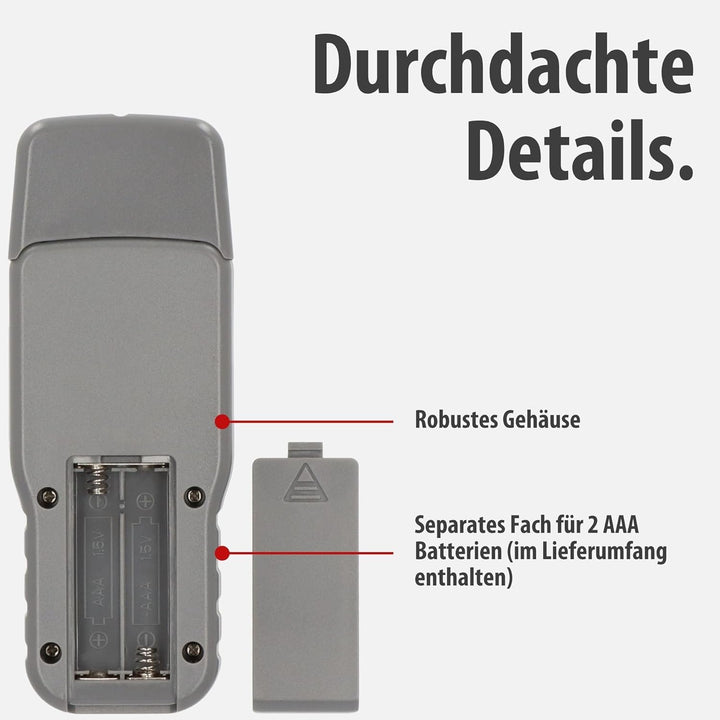 Brennenstuhl Feuchtigkeitsmessgerät FM-01 (Feuchtigkeitsmesser für Holz oder Baustoffe, Holzfeuchtem