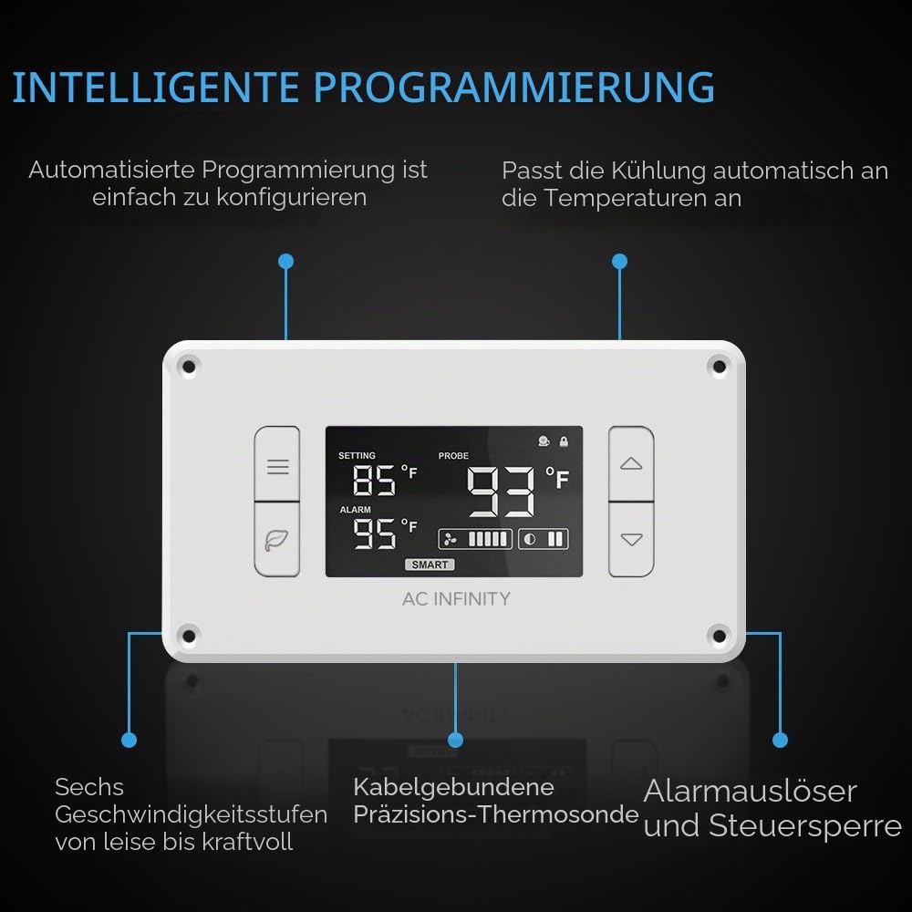 AC Infinity AIRPLATE T8 Weiss, Leise Kühlung Dual-Fan System 15,2 cm mit Thermostat Kontrolle, für H