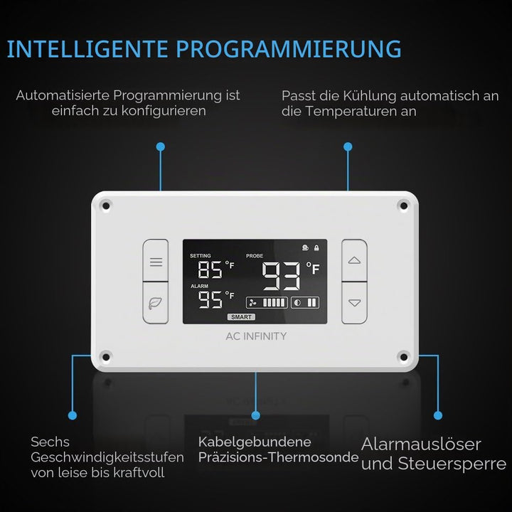 AC Infinity AIRPLATE T8 Weiss, Leise Kühlung Dual-Fan System 15,2 cm mit Thermostat Kontrolle, für H