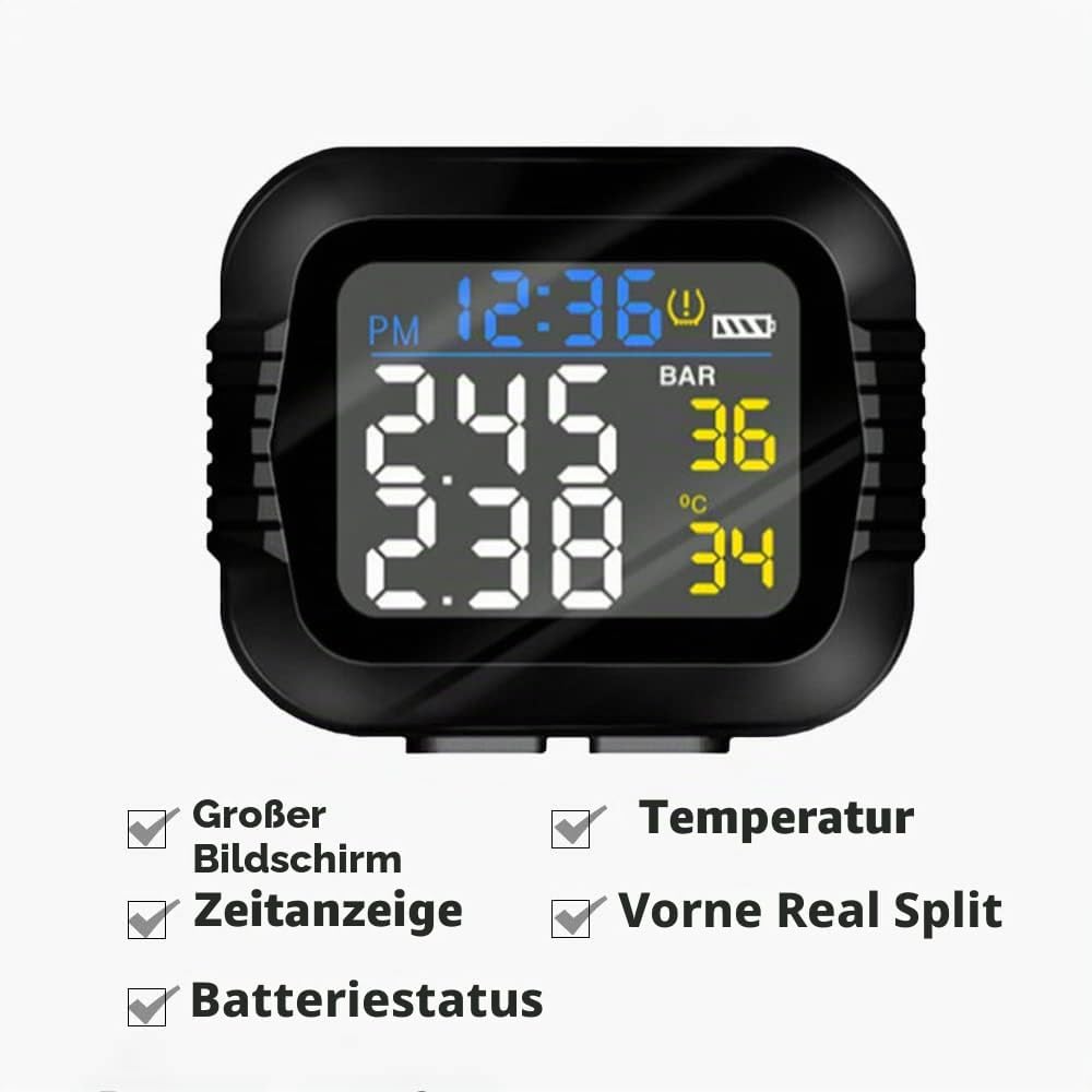 Riloer Motorrad-Reifendrucküberwachungssystem TPMS mit 2 externen Sensoren Kabelloses LCD-Display US