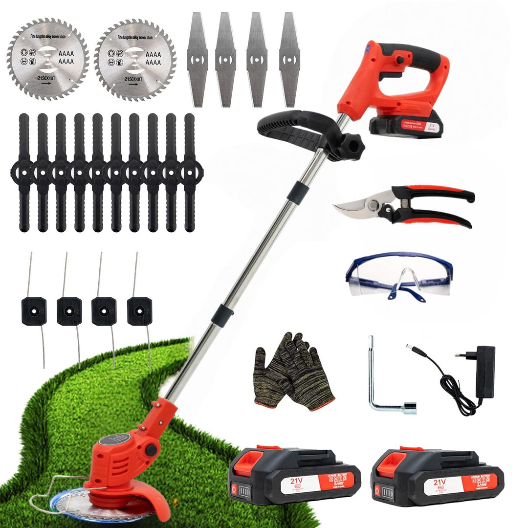 OUTIGO Akku-Rasentrimmer, batteriebetriebener Rasentrimmer mit 21 V, elektrischer Rasentrimmer ohne