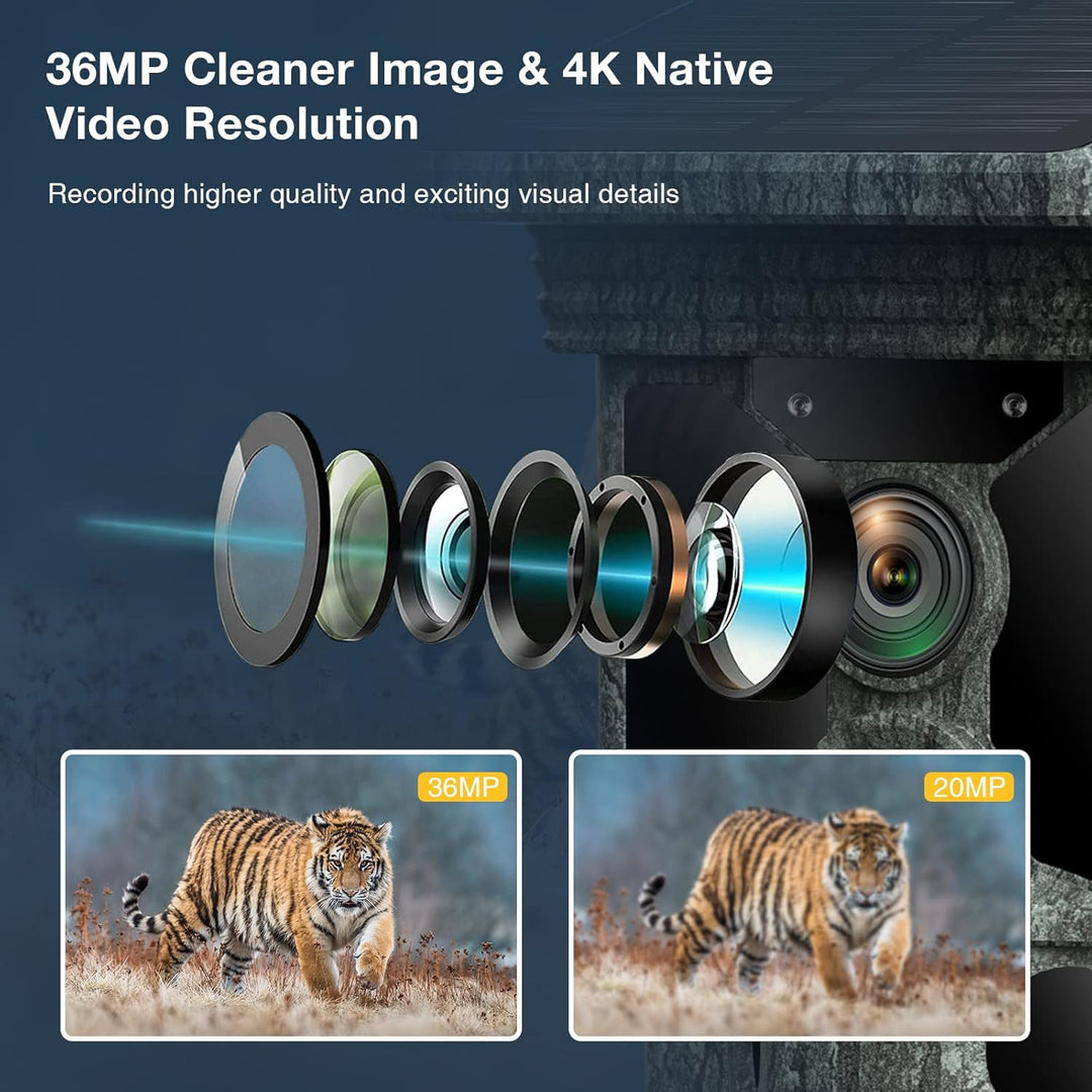 VOOPEAK Wildkamera Solar WLAN - 4K 30fps 46MP Wildkamera mit Handyübertragung App, Wildtierkamera mi