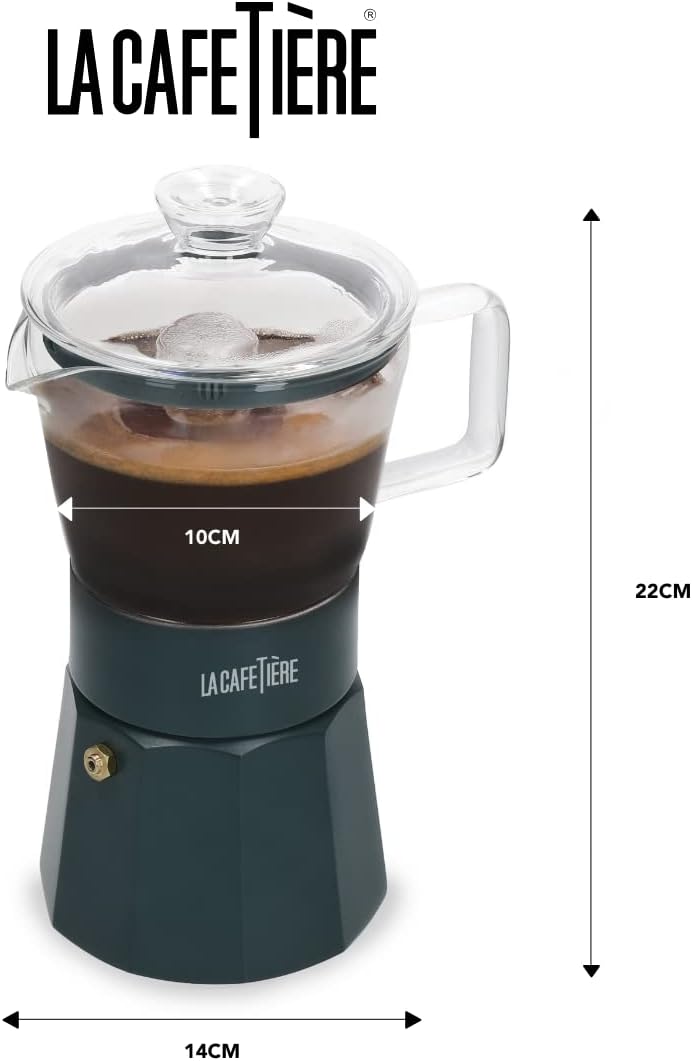 La Cafetière Verona Espressokocher aus Glas, grün, 6 Tassen, in Geschenkverpackung, Grün