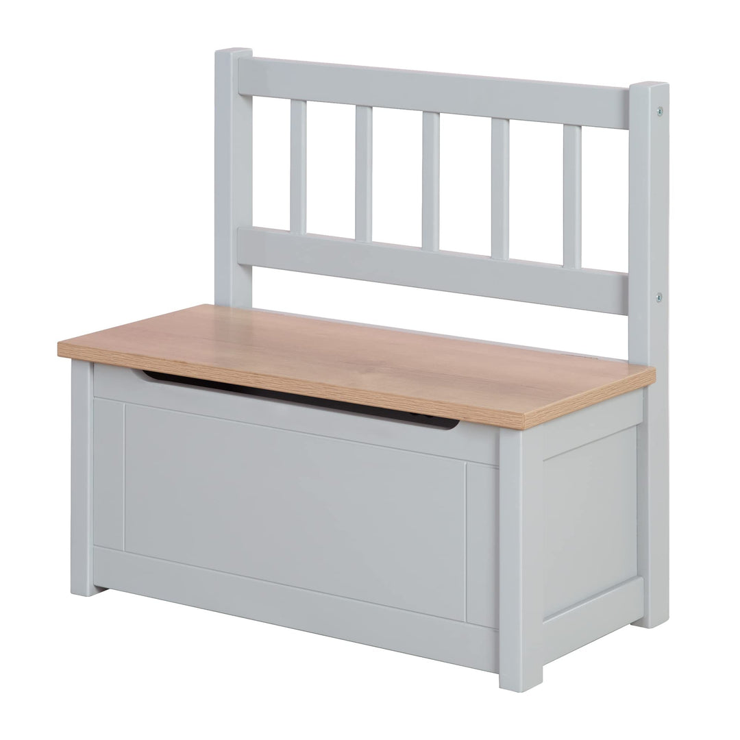 roba Kindertruhenbank Woody - Spielzeugtruhe in Holz Natur &amp; Taupe lackiert - Kinderbank mit Deckelb