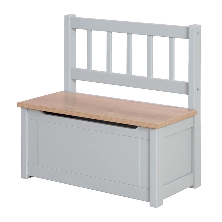 roba Kindertruhenbank Woody - Spielzeugtruhe in Holz Natur &amp; Taupe lackiert - Kinderbank mit Deckelb