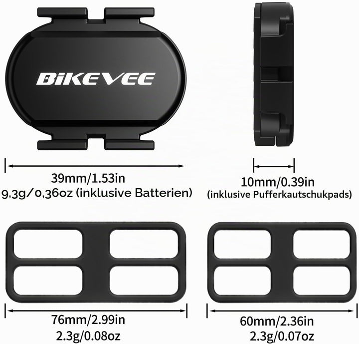 Trittfrequenzsensor Geschwindigkeitssensor Fahrrad Bluetooth 5.4 ANT+ Kabelloser RPM Sensor Kompatib
