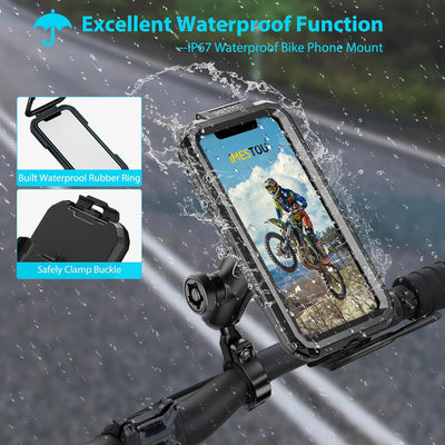 wasserdichte IP67 Motorrad Telefonhalterung, iMESTOU Fahrradhalterung mit 2,5 cm (1 Zoll) Doppelkuge