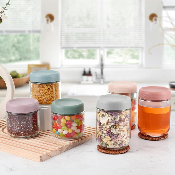 6er-Pack Overnight-Oatmeal-Gläser, mason jar, Joghurtgläser mit Deckel, schraubgläser mit deckel, Gl