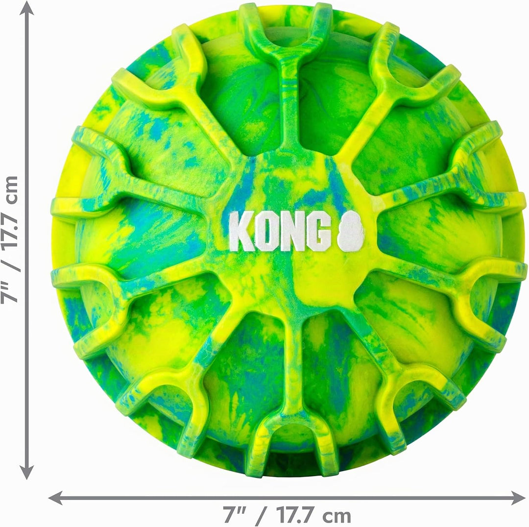 Kong Sport FlexBall – strapazierfähiges, federndes Apportierspielzeug mit Quietscher und griffigen R