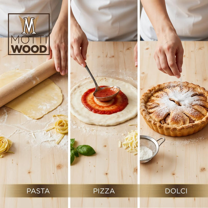 Pasta-Brett, 100% natürliches Fichtenholz, 70 x 40 x 1,8 cm, mit Stufe, hergestellt in Italien