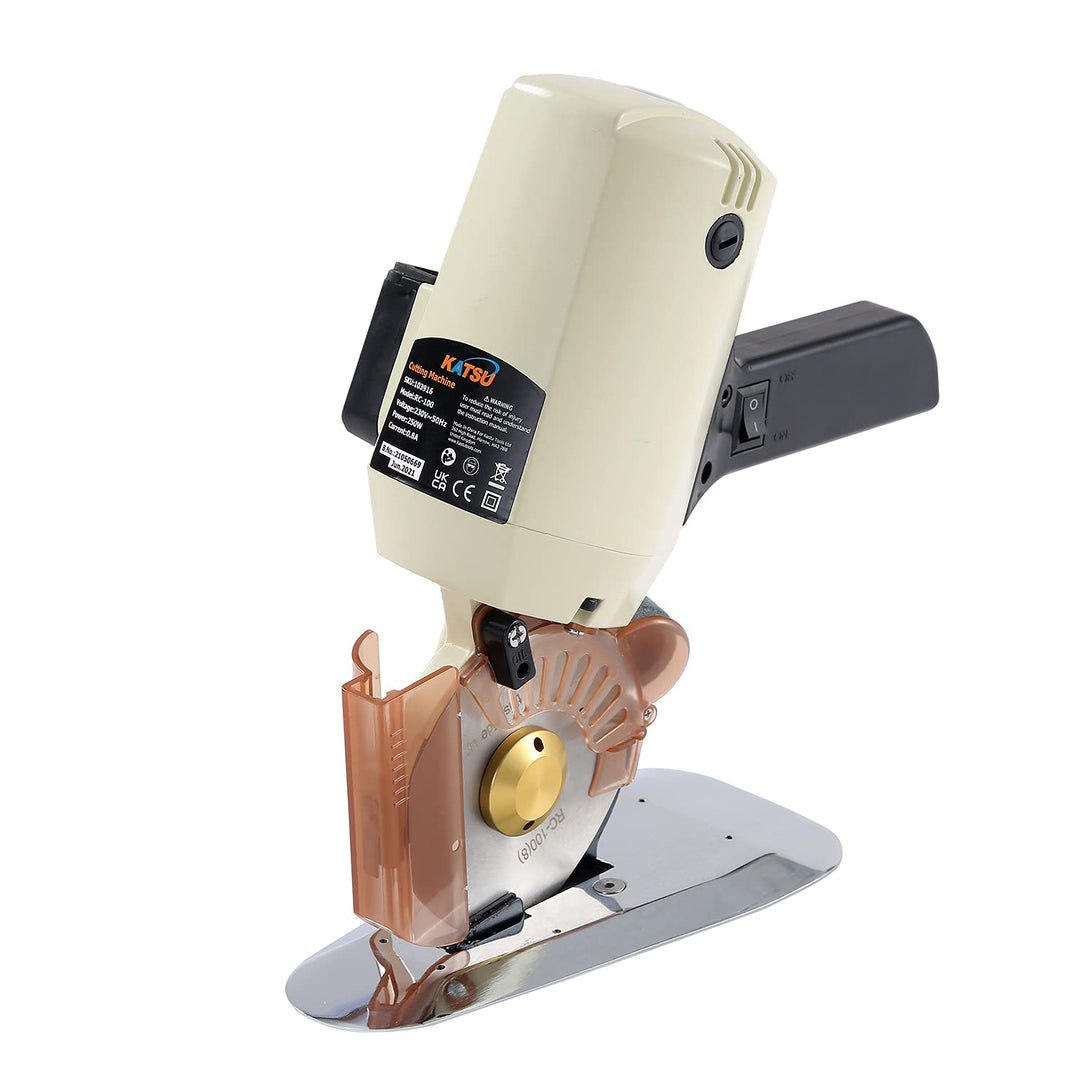 KATSU Elektrischer Industrieller Stoffschneider 220V 250W, Klingengrösse 100mm und 27mm Maximale Sch