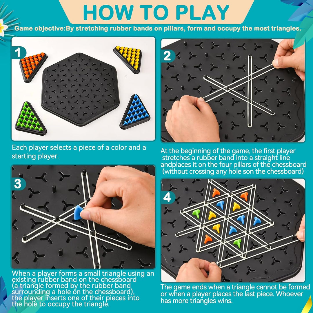 YAOZUP Ketten Dreieck Spiel, Triggle Game, Triggle Gummiband Spiel, Ketten-Dreieck-Spiel, Klassische