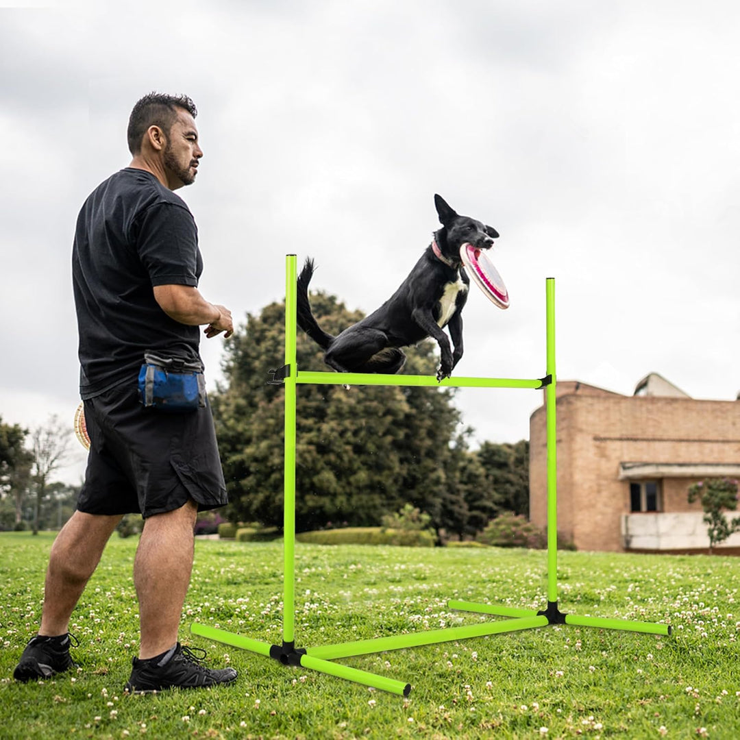 Grün 4X Hürden für Hunde Agility-Ausrüstung Slalom Stangen Höhenverstellbar Slalom Training Training