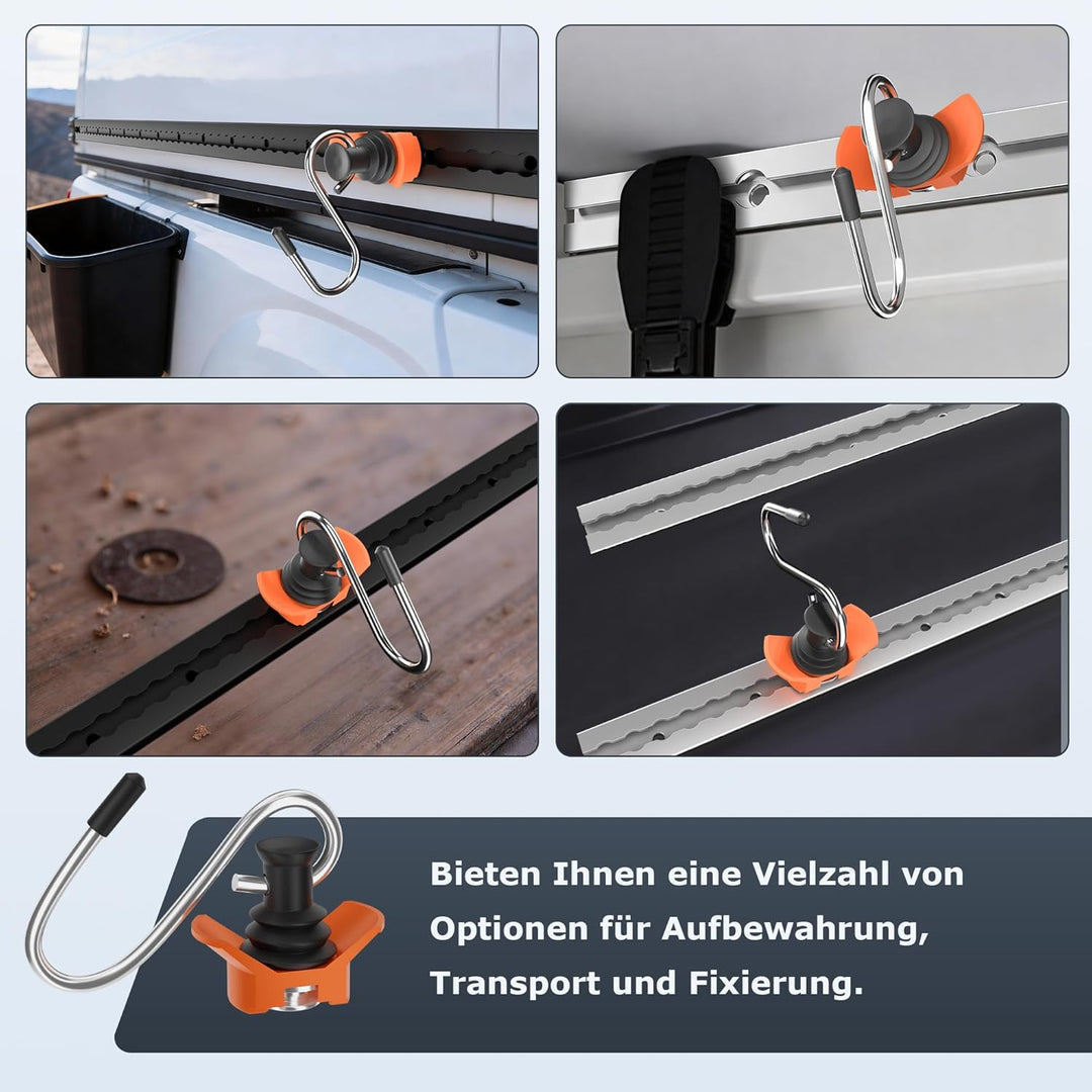 Airlineschiene Zubehör 6 Stück, Single Endbeschlag Airlineschiene Fitting Haken 50 kg Tragfähigkeit,