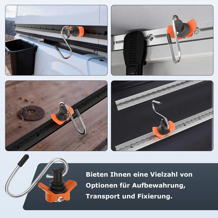 Airlineschiene Zubehör 6 Stück, Single Endbeschlag Airlineschiene Fitting Haken 50 kg Tragfähigkeit,