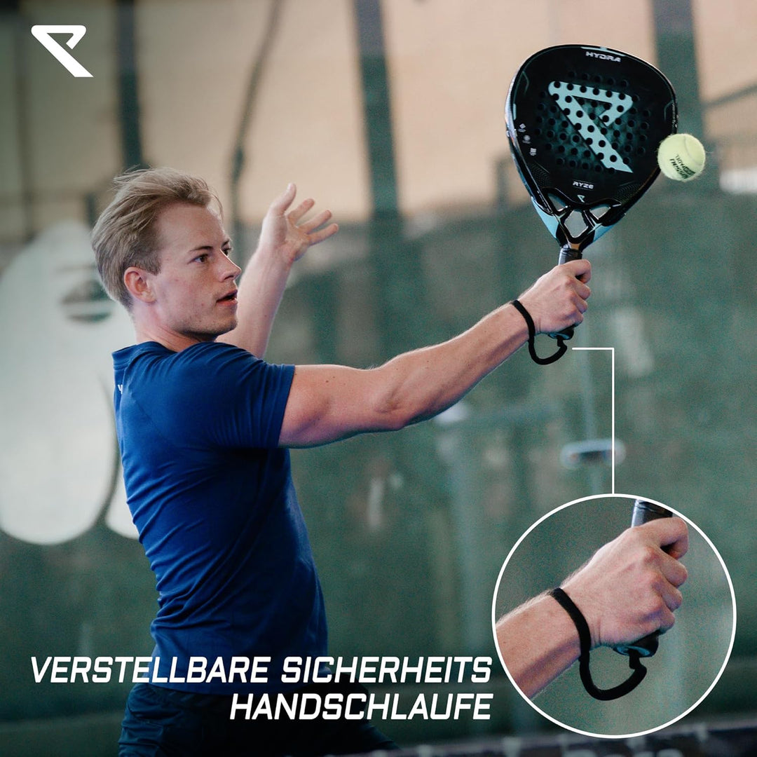 RYZE Hydra Padel Schläger aus 100% Kohlefaser - Maximale Power, Kontrolle & Präzision - 365g mit EVA