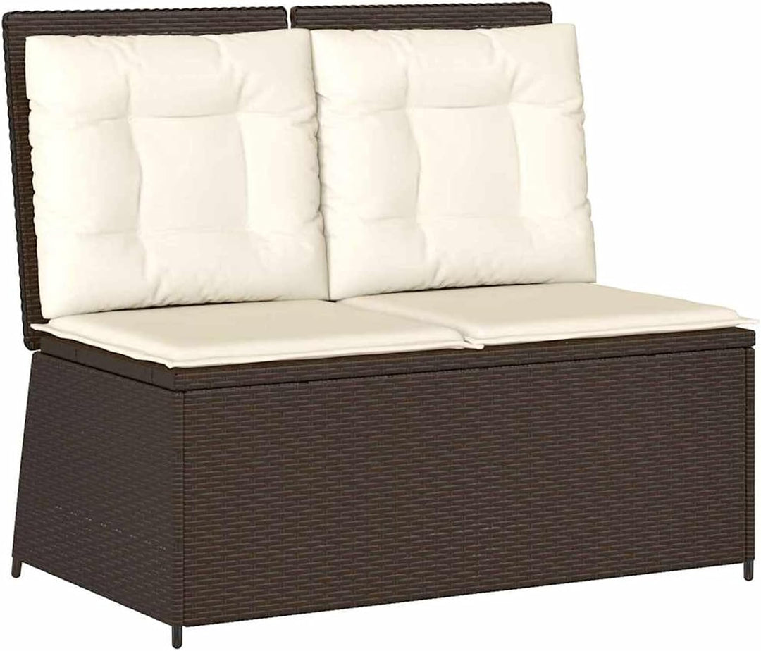 Homgoday Gartenliegebank mit Verstellbarer Rückenlehne - Poly-Rattan, Braun, 108 cm Sitzfläche, für