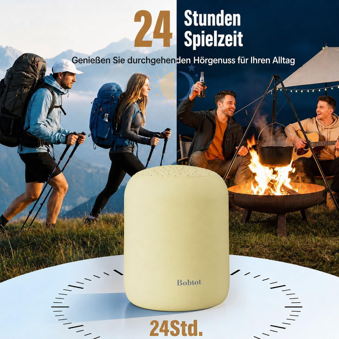 Bobtot Tragbarer Bluetooth Lautsprecher Klein, Kabellos wasserdicht, mit 24 Stunden Akkulaufzeit, kr