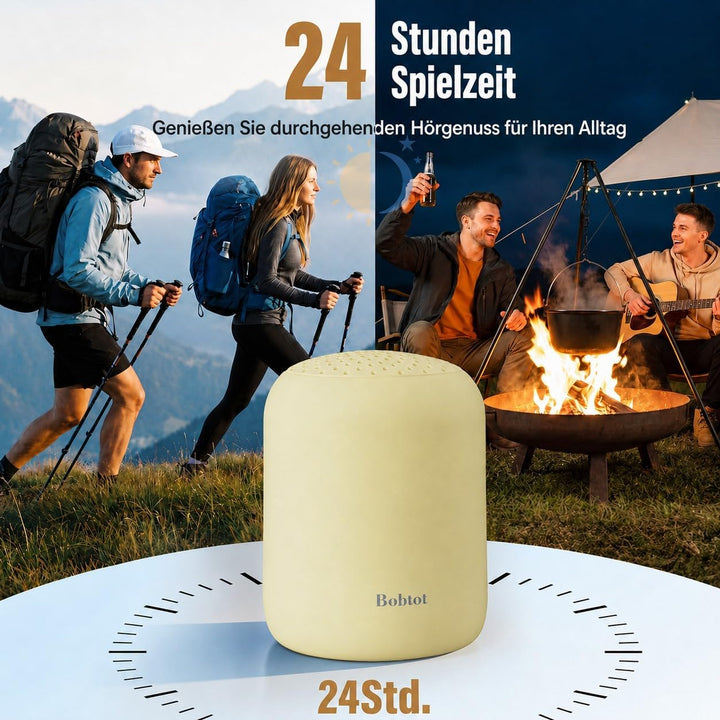 Bobtot Tragbarer Bluetooth Lautsprecher Klein, Kabellos wasserdicht, mit 24 Stunden Akkulaufzeit, kr