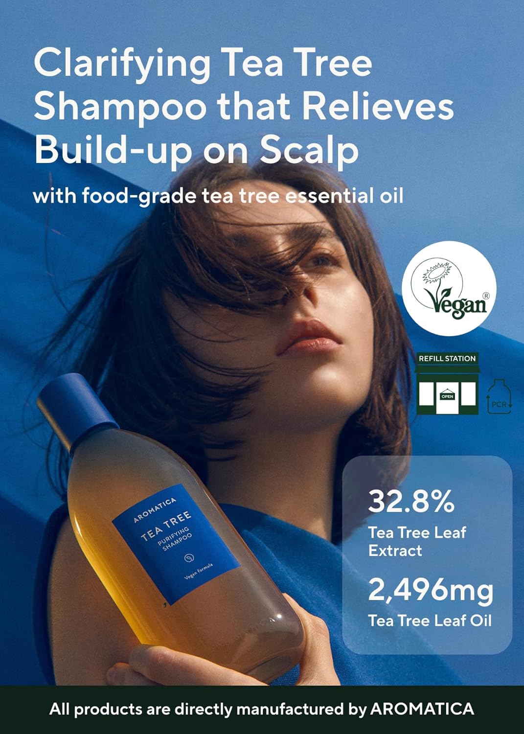 AROMATICA Reinigendes Shampoo mit Teebaum - Sulfatfrei, Vegan mit Salicylsäure | Haarreiniger für ju