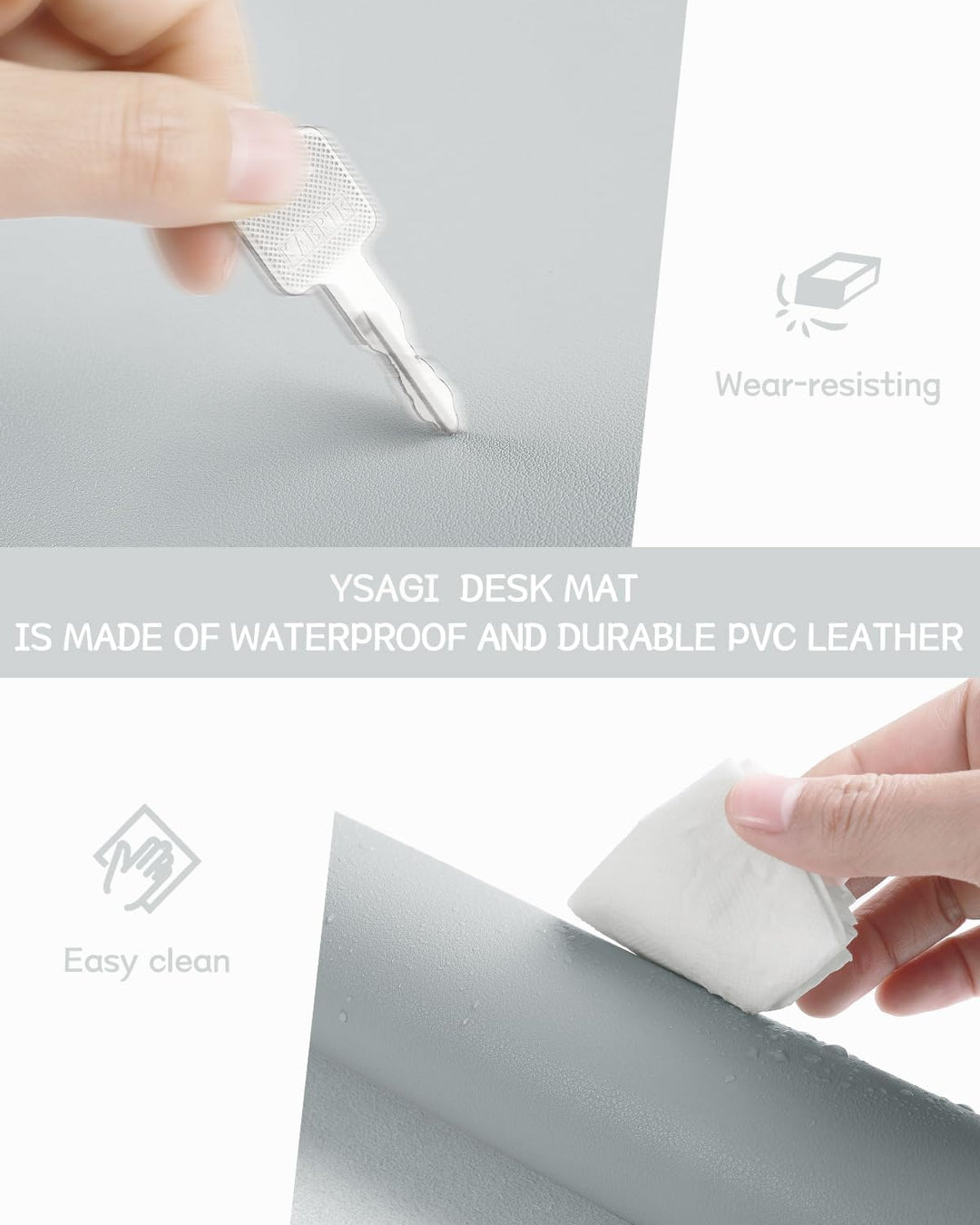 YSAGi Schreibtischunterlage, Mauspad mit Leder und Rutchfeste Wildleder, Multifunktionales Office Mo