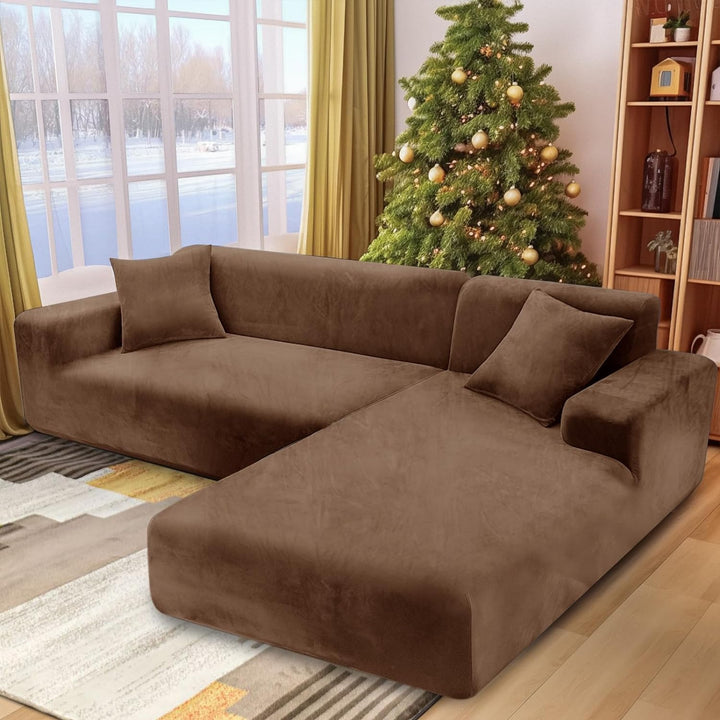 NAKIHOUSE Dicke Samt Sofa Überwürfe Sofabezug mit einem Kissenbezug, Superweicher Elastische Sofa Ab