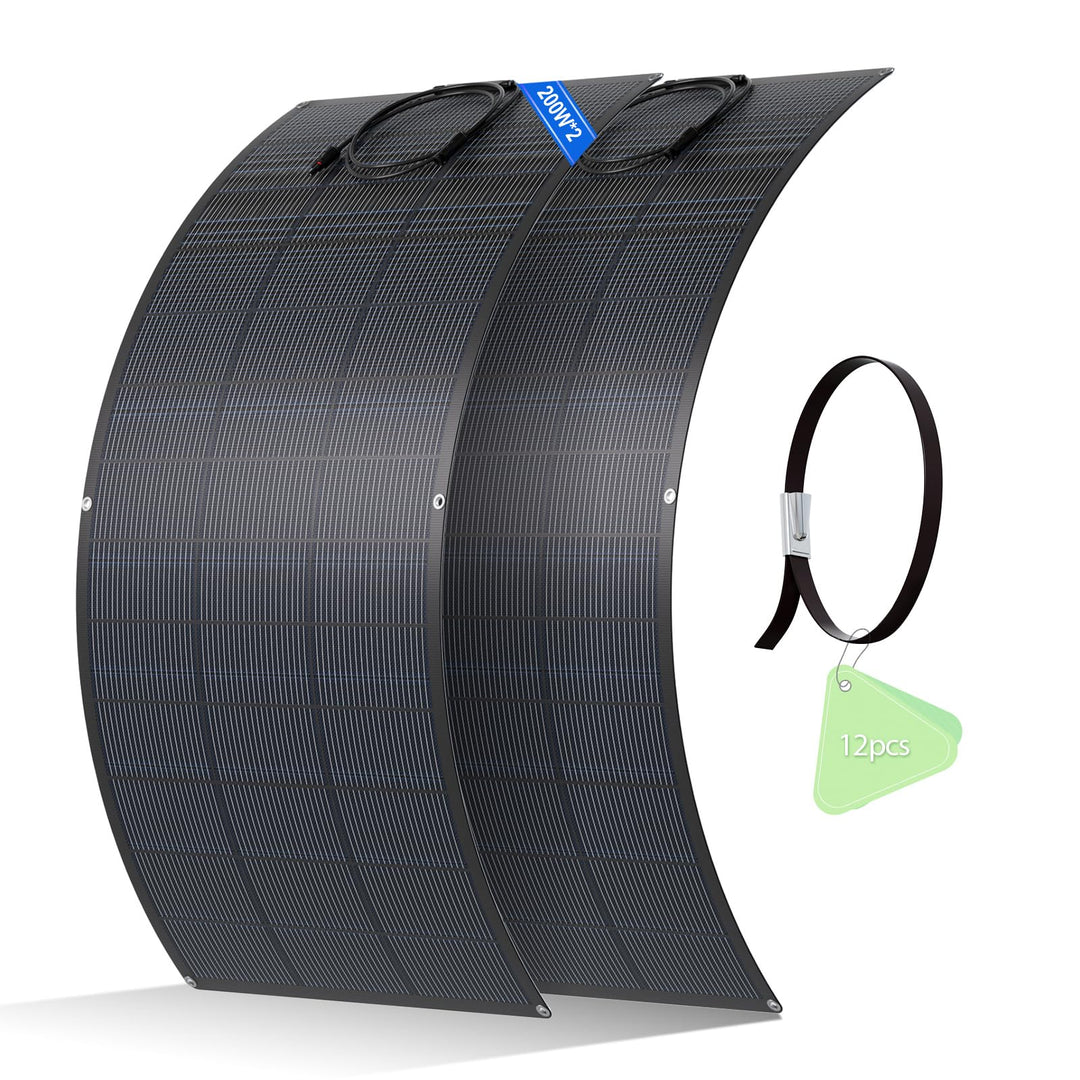 ECO-WORTHY 400W Solarpanel Flexiblel 24V ETFE Material 18BB Monozelle 25% hohe Umwandlung für Balkon