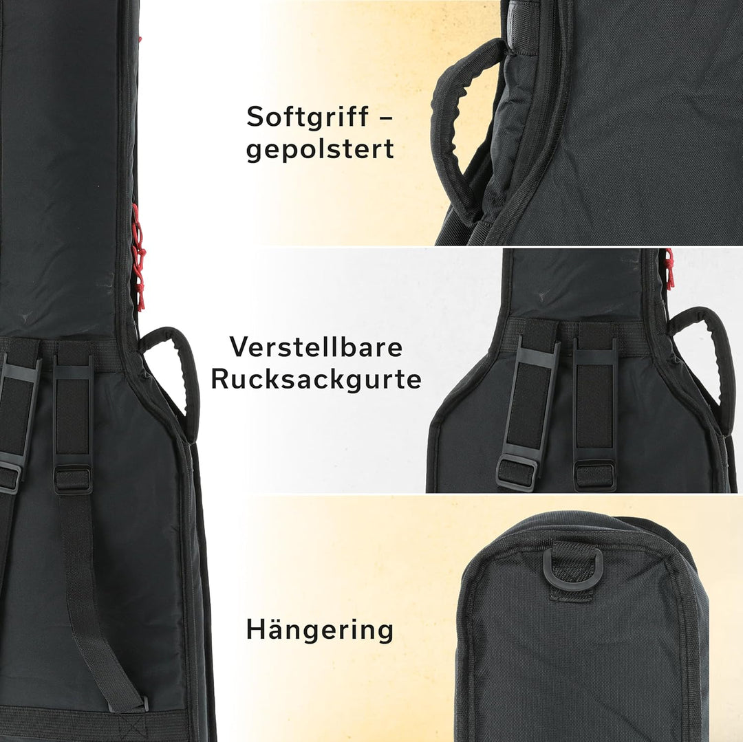 PURE GEWA Gitarren Gig-Bag Serie 110 für E-Gitarre, Softgriff gepolstert, grosse Notentasche, Rucksa