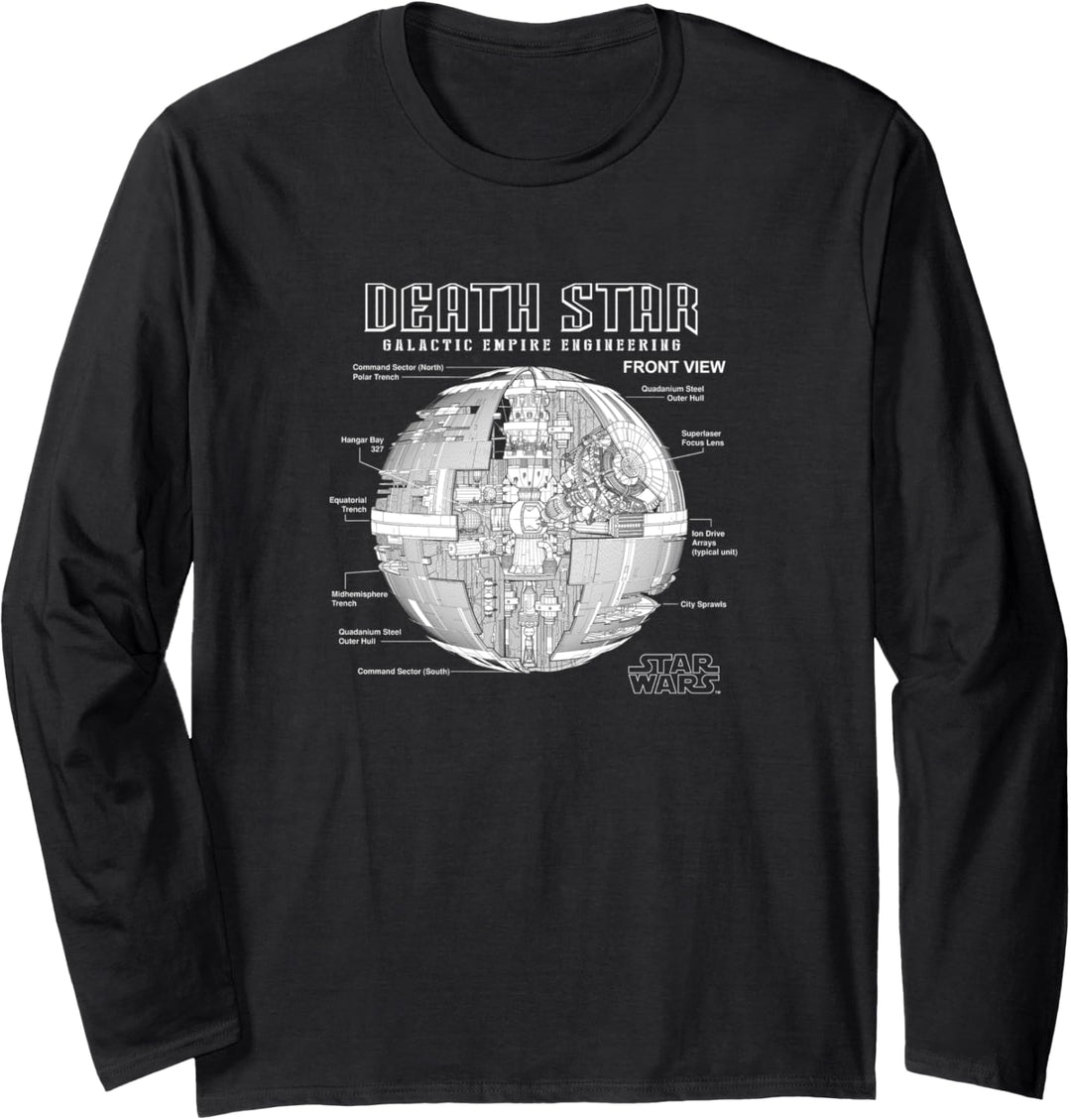 Star Wars Death Star Empire Engineering Diagram Langarmshirt