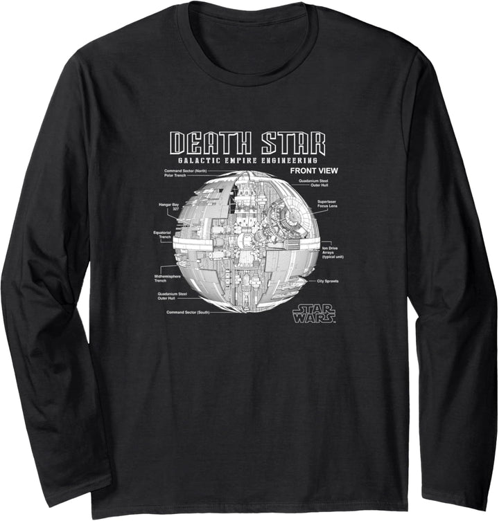 Star Wars Death Star Empire Engineering Diagram Langarmshirt