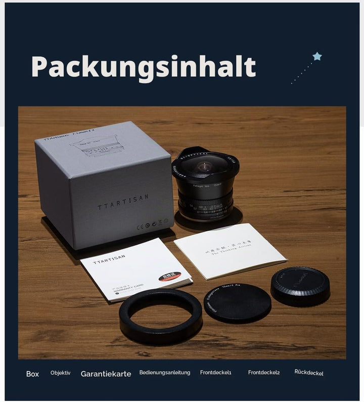 TT Artisan 7.5mm F2.0 APS-C Fisheye Objektiv Anschluss MFT Mount Black Ultra-Weitwinkelobjektiv mit