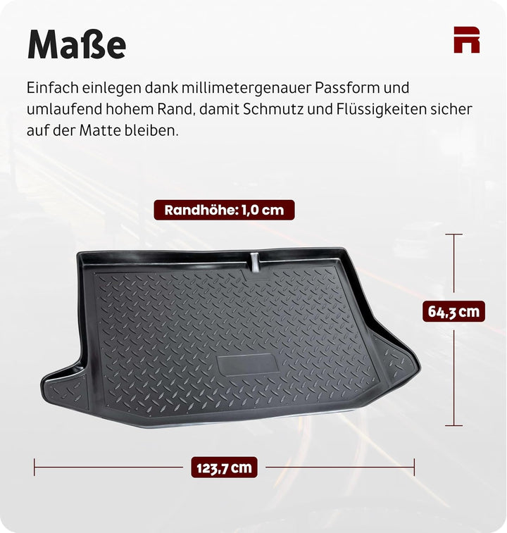 Recambo Kofferraumwanne passend für Ford Fiesta VI | 2008-2017 | Typ JA8 | passgenau mit Rand Schwar