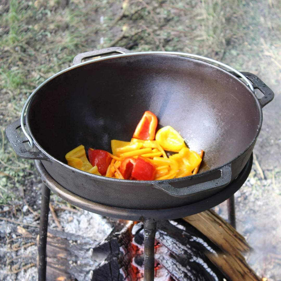 4BIG.fun Gusseisen Kazan 12 L Schwenktopf Kasan mit Deckel-Bratpfanne Wokpfanne Grill Cast Iron Camp