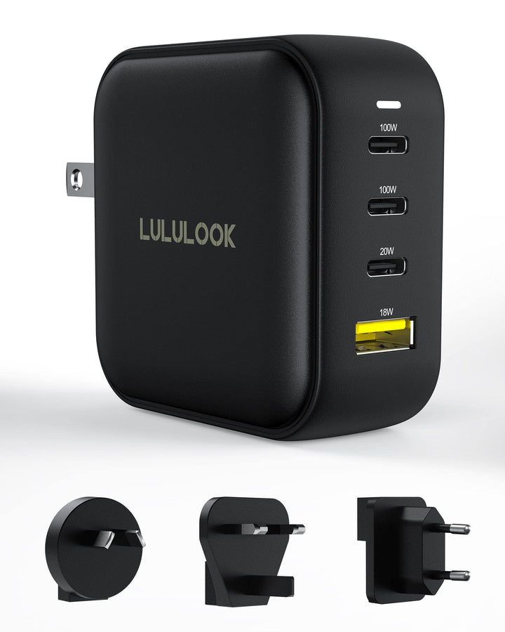 LULULOOK 100W USB C Ladegerät, USB C Netzteil 4 Ports GaN PD Schnellladegerät Universal Reisestecker