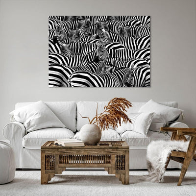 ARTTOR Bilder auf Leinwand 100x70cm Leinwandbild Tiere Zebra Streifen Gross Wanddeko Bild Schlafzimm