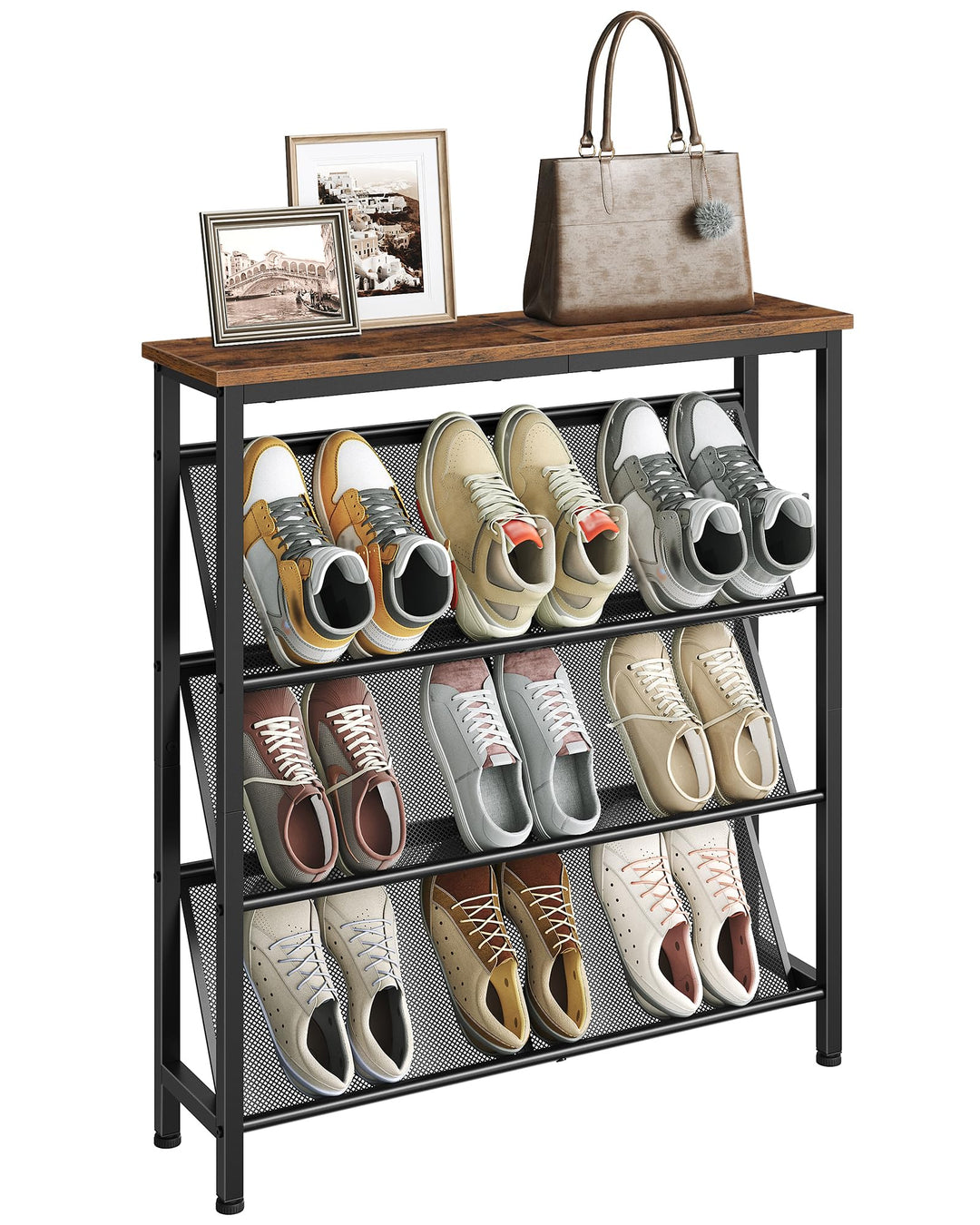 Schuhregal, 4-stufige Schuhablage, Schuhschrank schmal, Schuhständer, Schuhaufbewahrung, Schuh-Organ