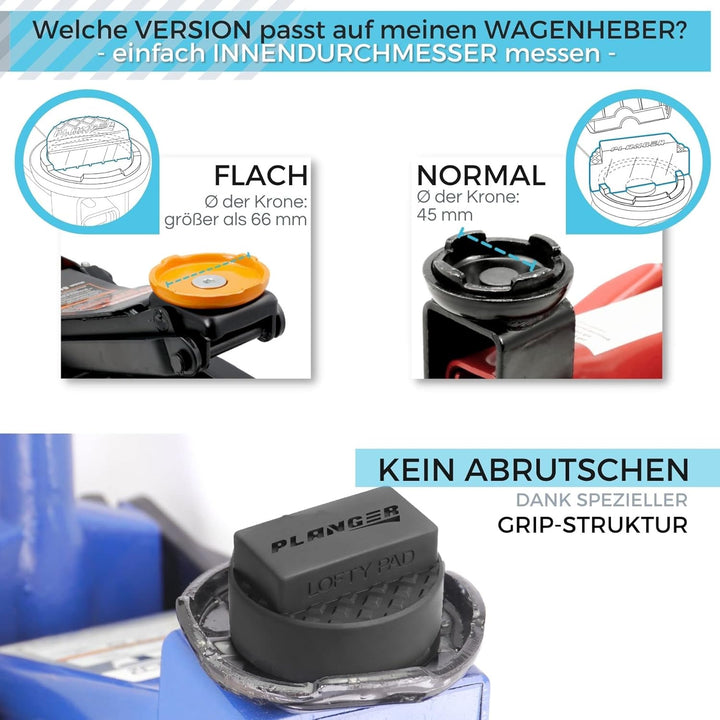 PLANGER® Wagenheber Gummiauflage - 4X Lofty PAD flach (für BMW, Mini & Opel) - Bruchsicher 3t LOFTY