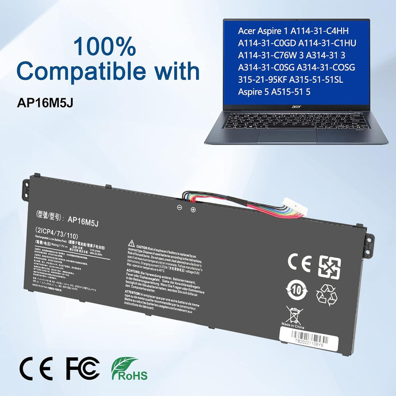 Exmate 4700mAh AP16M5J Akku für Acer Aspire 1 A114-31-C4HH A114-31-C0GD A114-31-C1HU A114-31-C76W 3