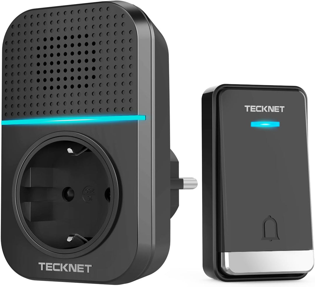 TECKNET Kabellose Türklingel Batterielose, Steckdosen-Funkklingel IP65 Wasserdicht Drahtloses Türkli
