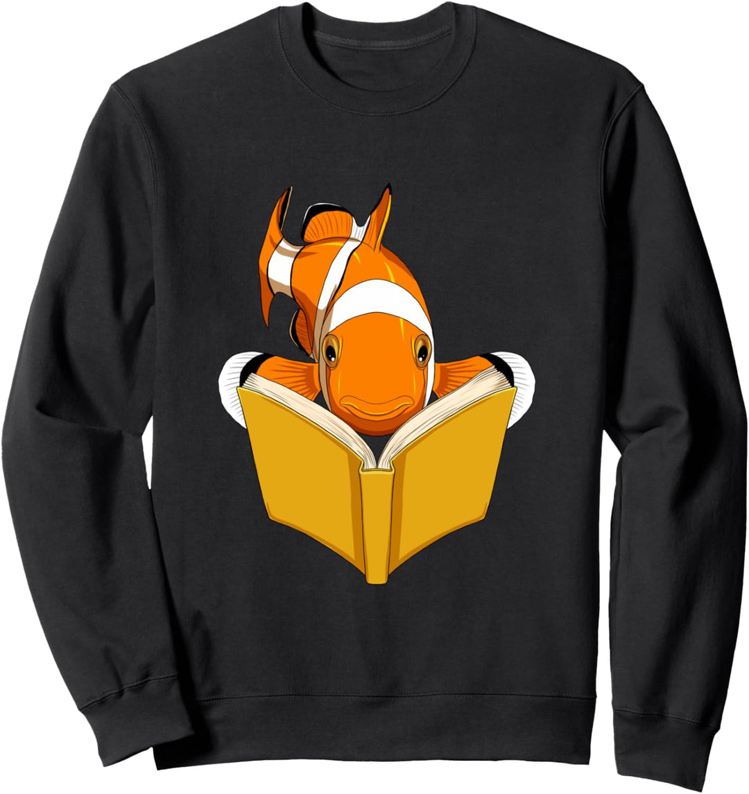 Literatur Aquarium Fisch Clownfisch liest Buch Sweatshirt