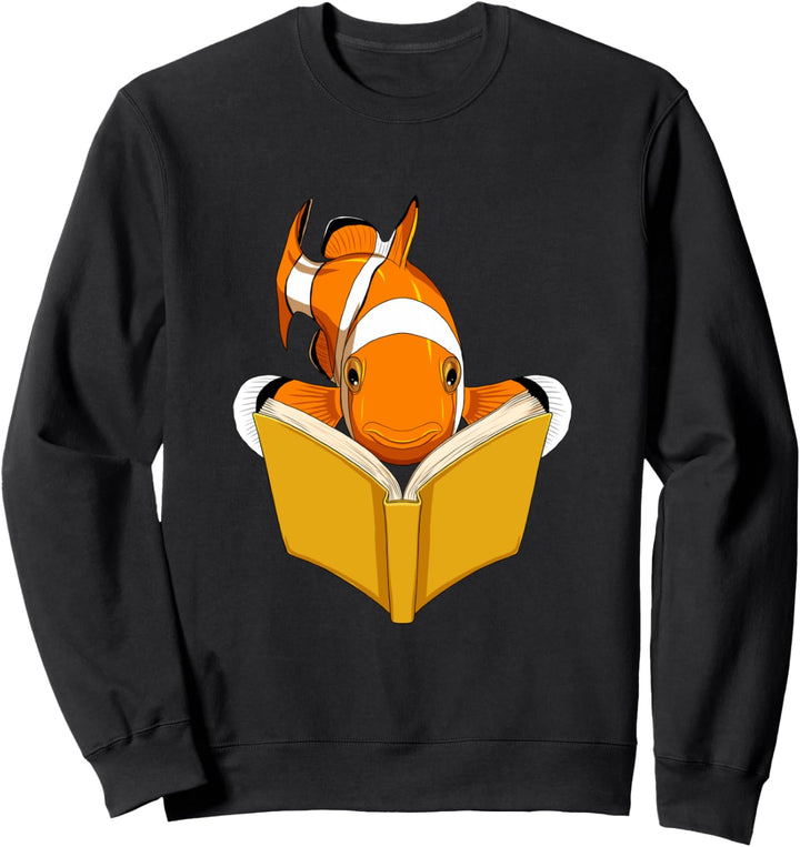 Literatur Aquarium Fisch Clownfisch liest Buch Sweatshirt