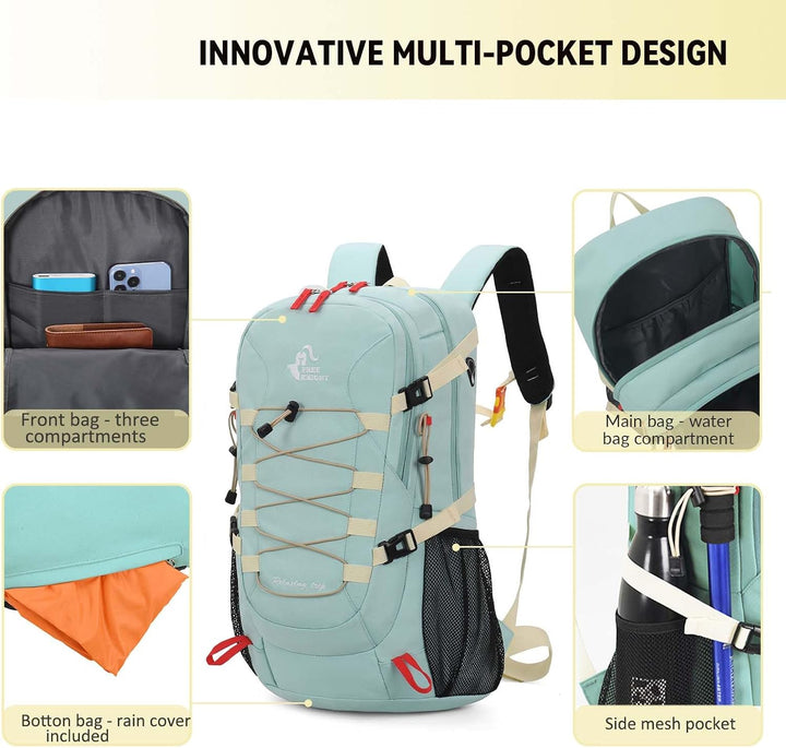 Bseash 40L Leichter wasserdichter Wanderrucksack mit Regenschutz, Outdoor Sport Reise Tagesrucksack