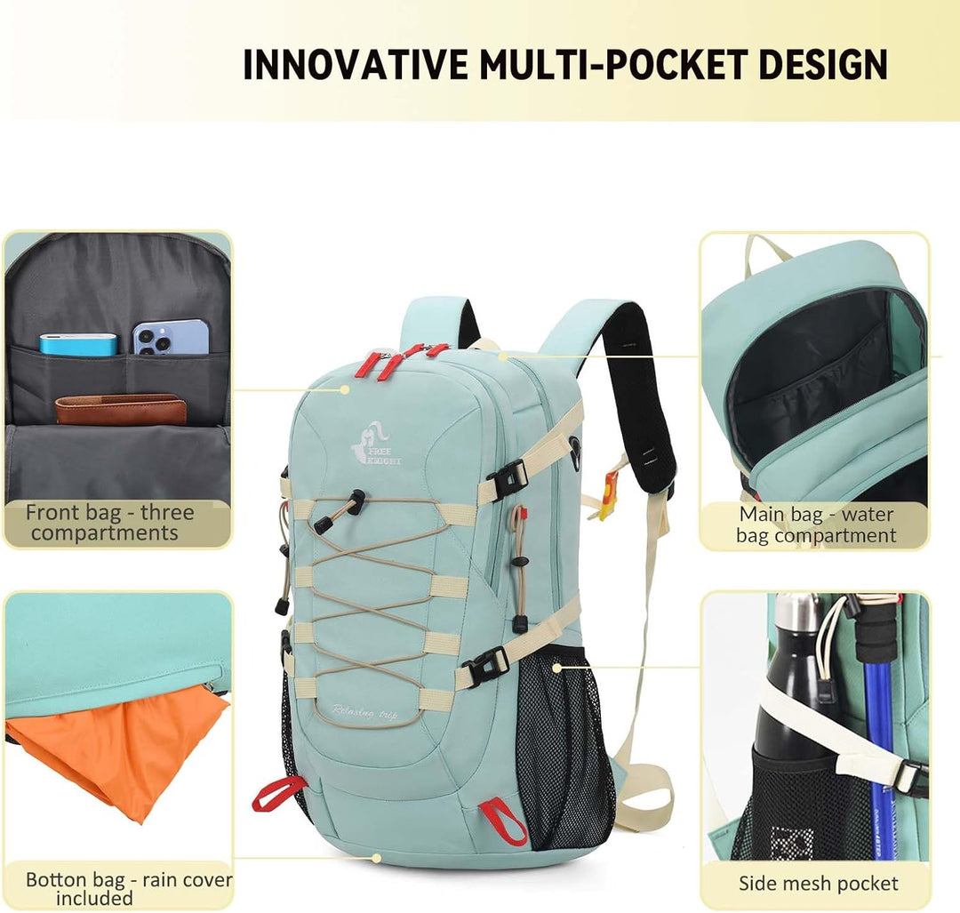 Bseash 40L Leichter wasserdichter Wanderrucksack mit Regenschutz, Outdoor Sport Reise Tagesrucksack