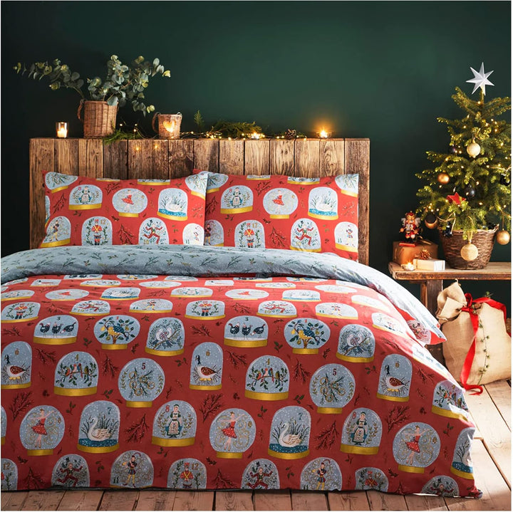 furn. Twelve Days of Christmas Bettbezug-Set, 3-teilig, blau, Doppelbett Doppelbett Blau, Doppelbett