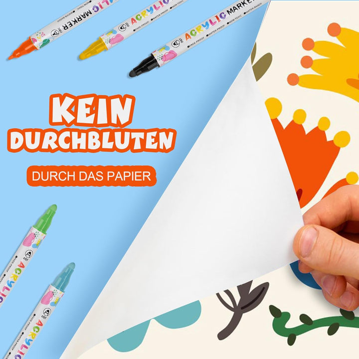 KEMYR 100 Farben Acrylstifte Set mit Doppelspitze, Acrylmarker Wasserfeste für Steine, Holz, Glas &